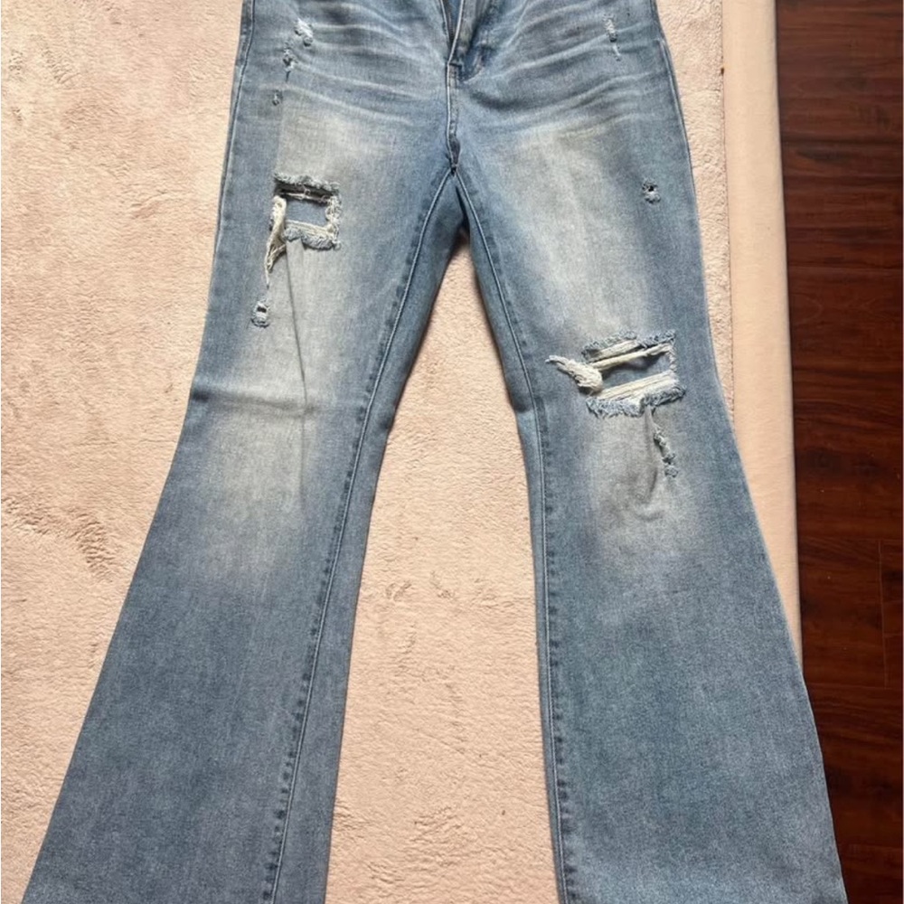 Altar'd State Blue Flare Wide Leg Jeans